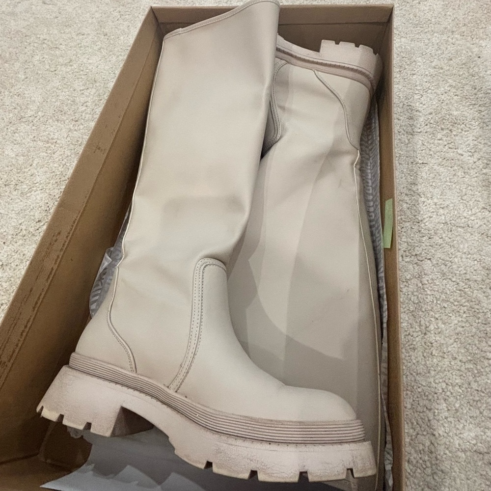 Steve Madden Cream Knee-High Boots